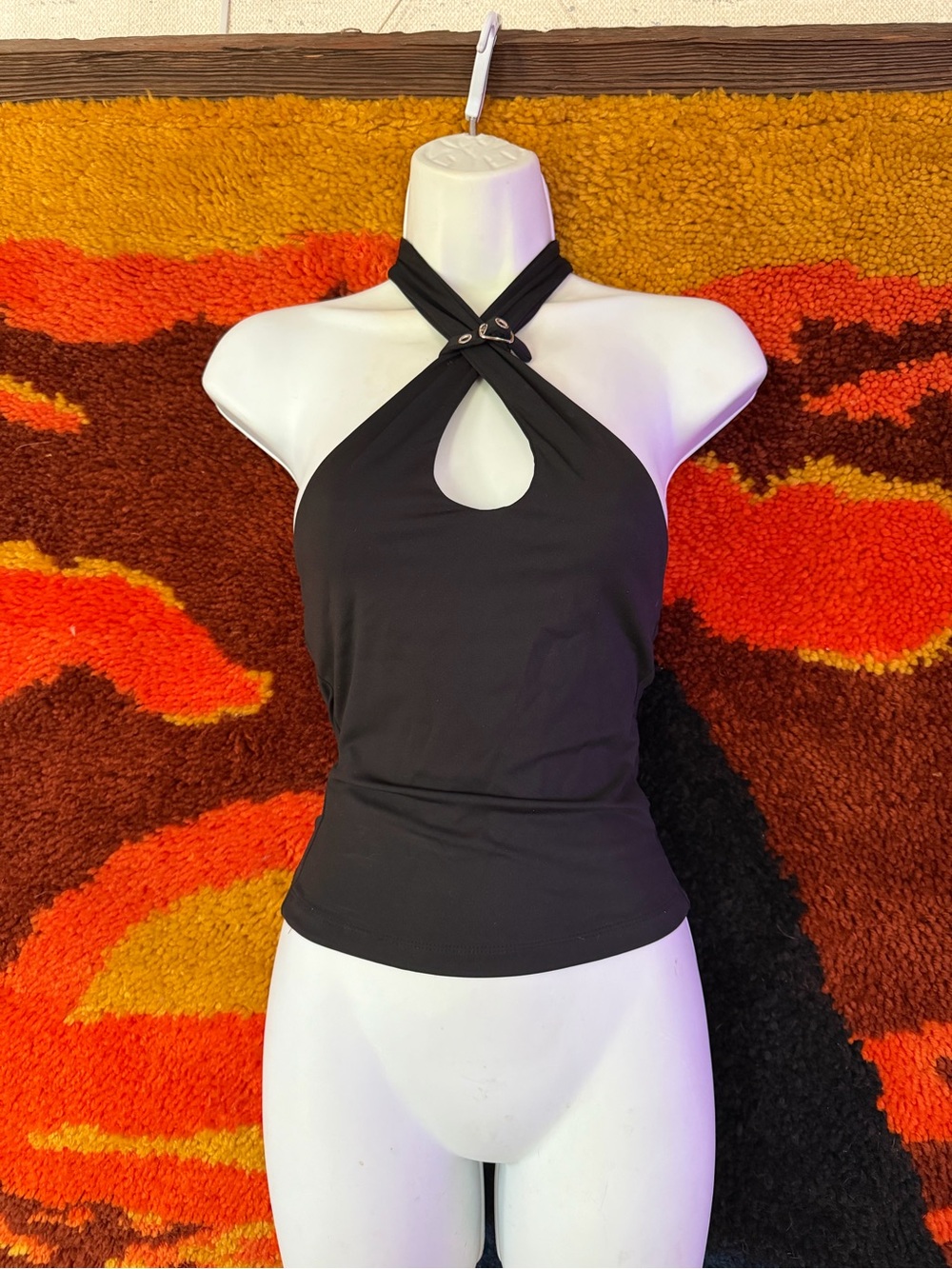 Black Halter Keyhole Tank Top - Women